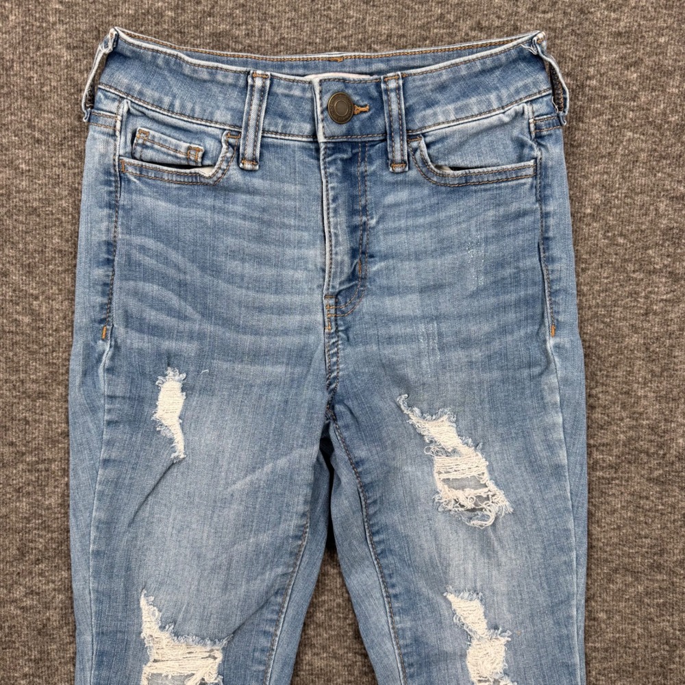 Sol High Rise Crop Distressed Skinny Jeans Light Wash Raw Hem Womens Size 0 24W - Picture 2 of 8